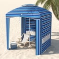 thumbnail image 4 of Zateety 5.8' X 5.8' Portable Beach Umbrella with Double-Top, Ruffled Outdoor Cabana with Walls, Vents, Sandbags, Carry Bag, Blue Stripe, 4 of 12