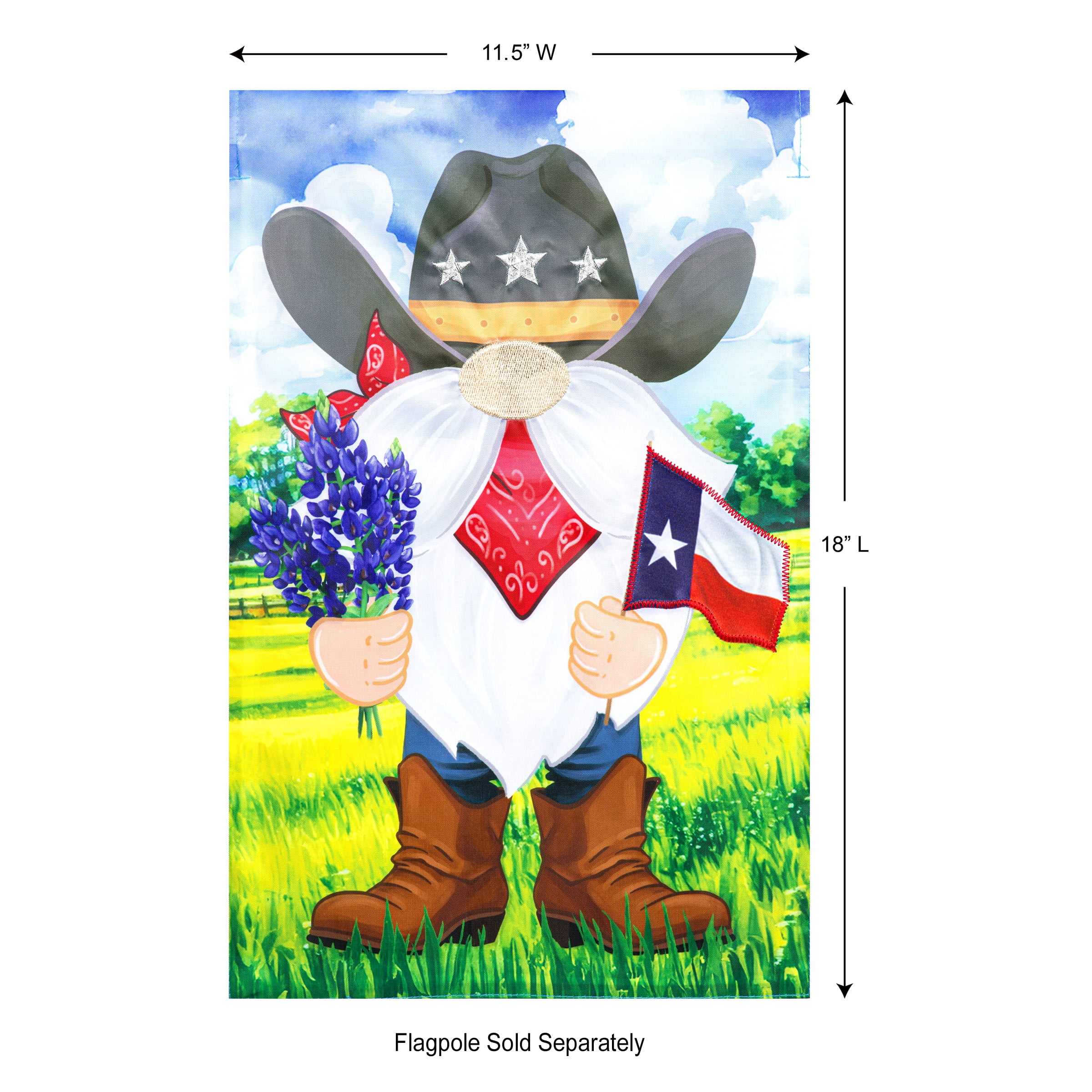 Meadow Creek 11.5" x 18" Spring Texas Gnome Outdoor Yard Flag