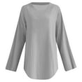 thumbnail image 4 of Vintage Inspired Women's Loose Fit Crew Neck Top Breathable Long Sleeve Everyday Basic Staple Shirt, 4 of 4