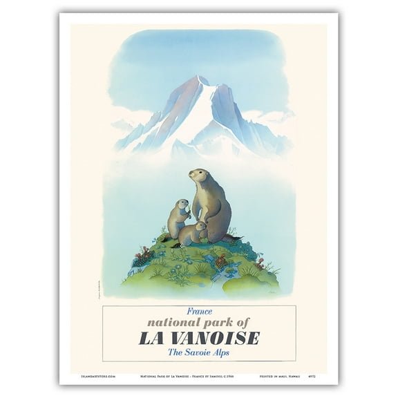 National Park of La Vanoise - France - The Savoie Alps - Vintage Travel Poster by Samivel c.1966 - Master Art Print (Unframed) 9in x 12in