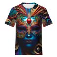 thumbnail image 3 of Kayannuo Blouses pour Femmes Liquidation T-Shirts à Manches Courtes pour Femmes Saint-Valentin Mardi Gras T-shirt Décontracté à Manches Courtes Imprimé Col Rond, 3 of 4