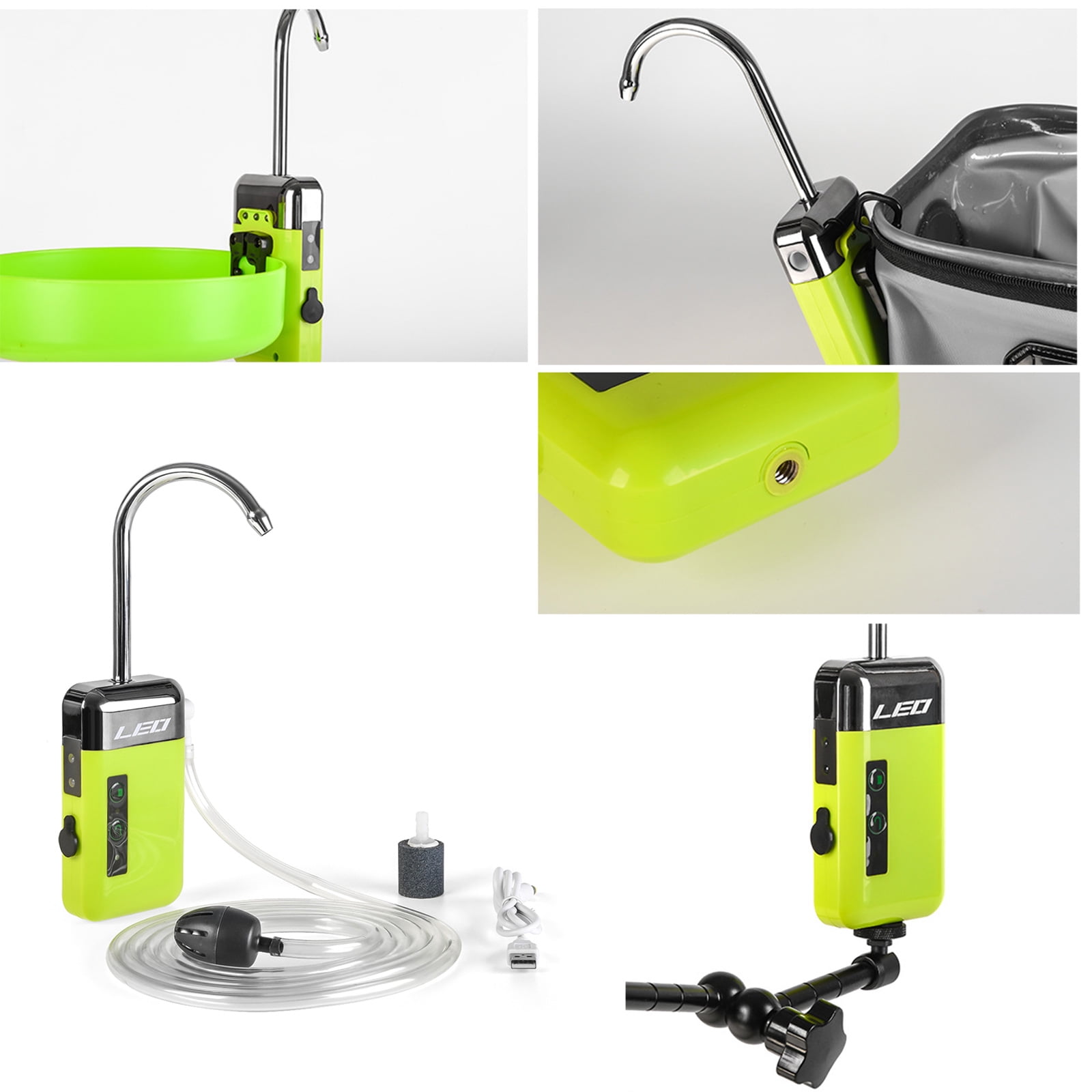 Apooke Portable for Smart Induction LED Light Fish for Tank Aerator Bubbler Pump USB Rechargeable Intelligent Sensor Water Oxyg