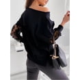 thumbnail image 3 of Blusa de encaje para mujer, cuello redondo, jersey, túnica, tops elegantes, 3 of 4