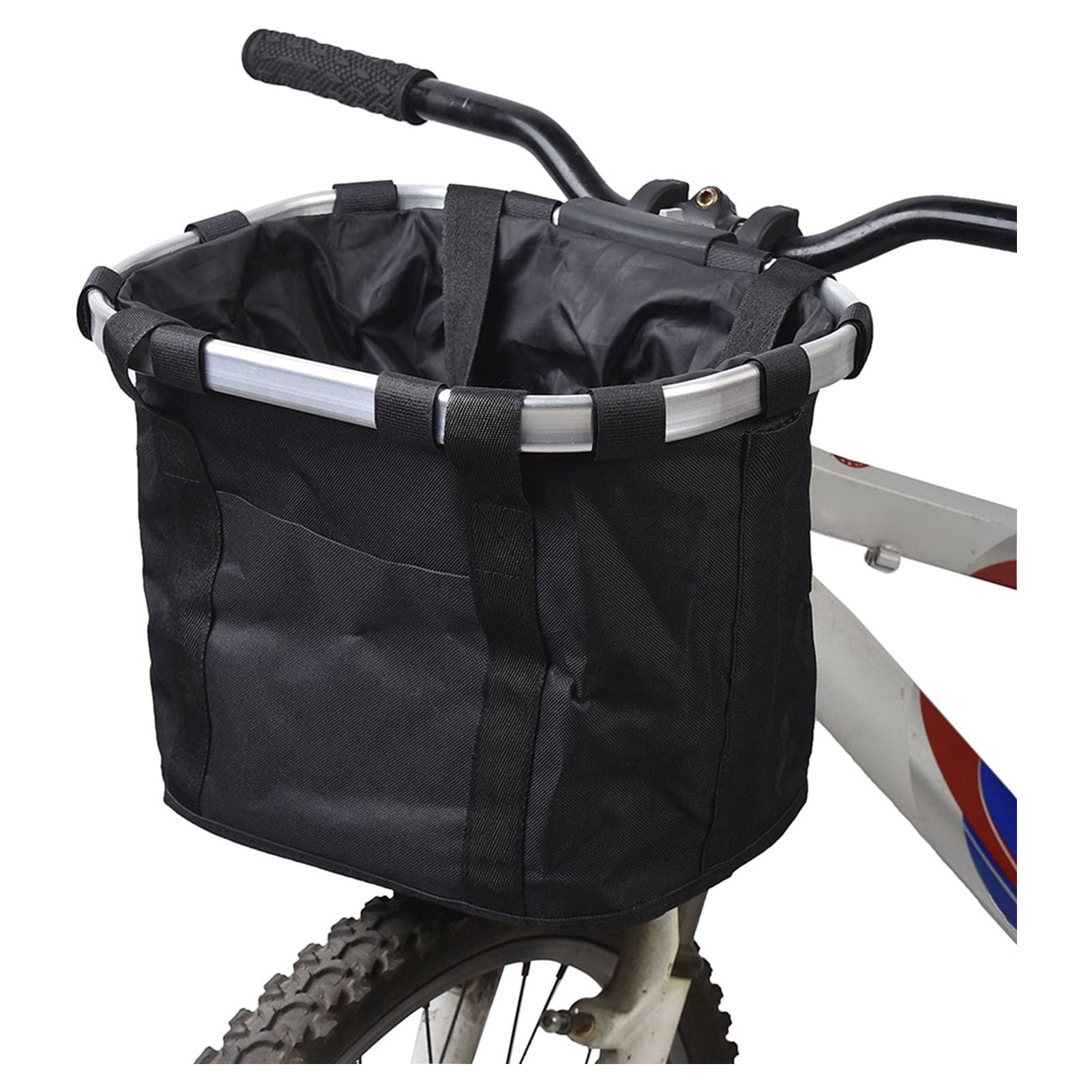 Elowen bike basket Front Bike Detachable Cycle Front Canvas Basket Carrier Bag Pet Carrier Aluminum Alloy Frame