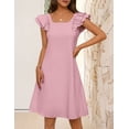 thumbnail image 3 of Merokeety Womens Summer Dresses Square Neck Bow Back Mini Dress With Pockets Pink l, 3 of 6