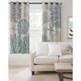 thumbnail image 2 of Ocean Coastal Kitchen Curtains Retro Coral Starfish Shell Seahorse Cafe Short Curtains for Bathroom Blackout Window Curtain Grommet Small Window Treatment Drapes for Bedroom Living Room 52"x45"x2, 2 of 9