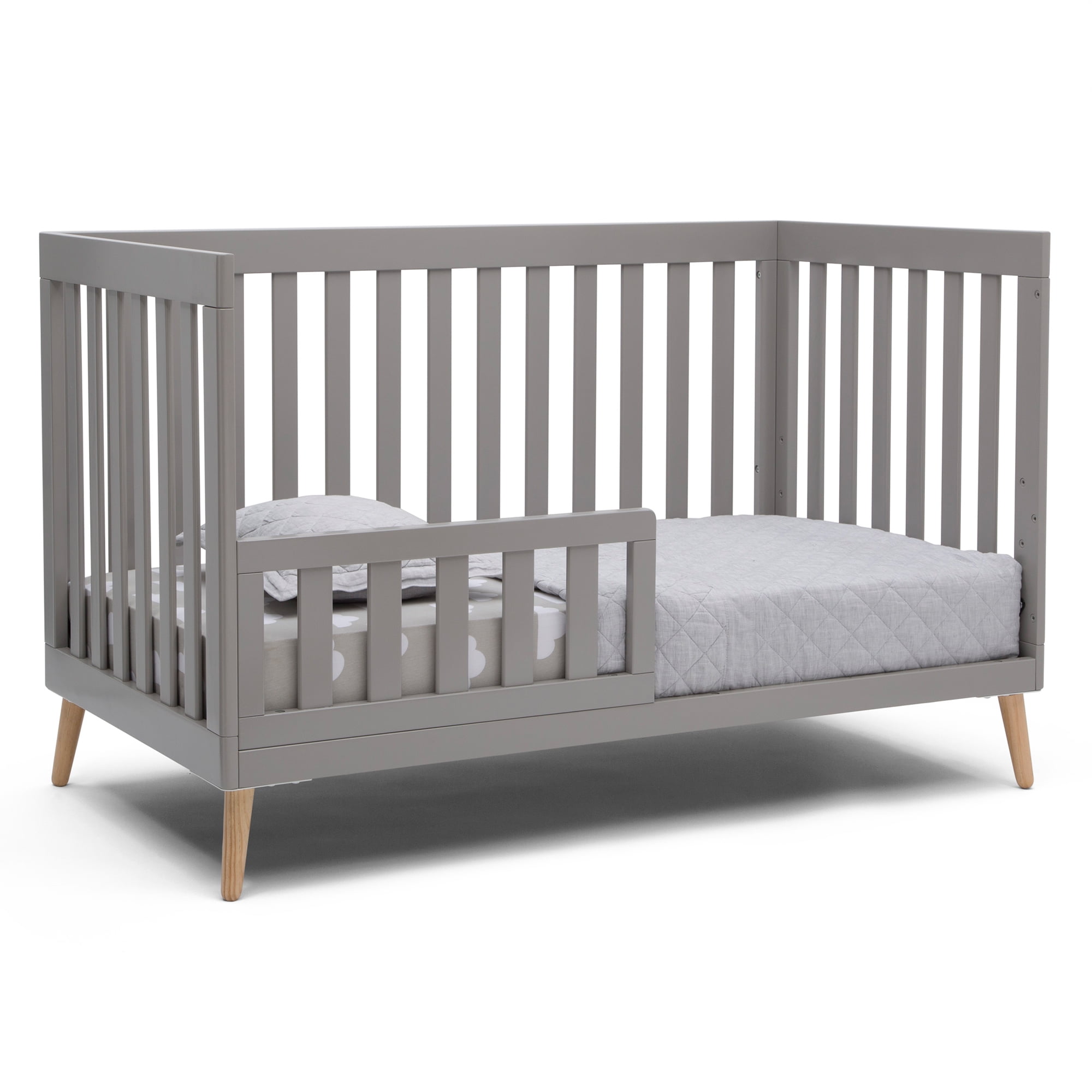Delta Children Essex 4-in-1 Convertible Baby Crib, Grey/Natural Legs