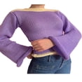 thumbnail image 3 of Femmes Pull Crop Top Y2k Tricot au Crochet Pull-Over Manches Longues, 3 of 6