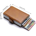 thumbnail image 2 of HSHDLDF Credit Card Holder RFID Blocking Slim Wallet PU Leather Double Aluminum Business Card Holder Automatic Pop-up Card Case Security Travel Wallet, 2 of 7