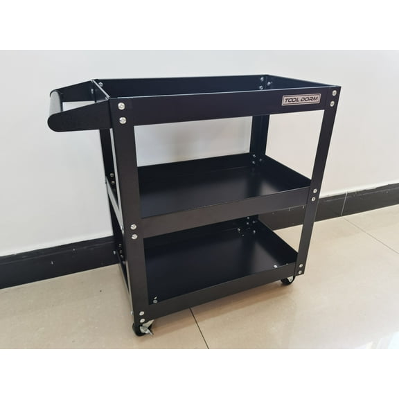 Metal Steel Tool Storage Cabinet 3-Tier Garage Storage Cabinet Car 100lb Total Loading Weight, Black, Sutiable for Garage, Warehouse and Workshop