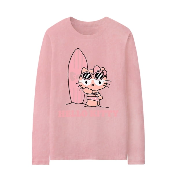 Camiseta de algodón de manga larga para mujer, ropa holgada, dulce