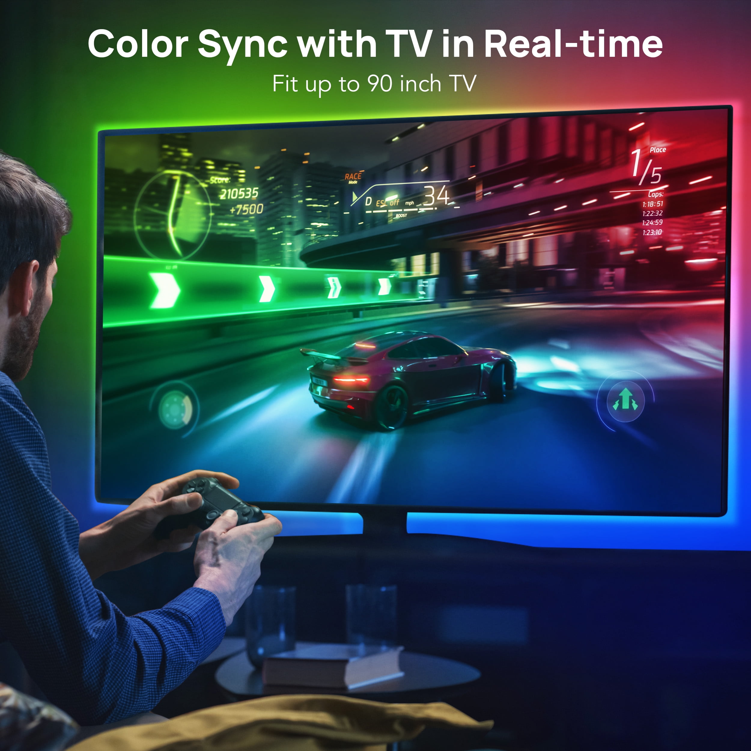 TV LED Backlights, Linkind 10FT WiFi Strip Lights for up to 90 inch TV, App Control, Music Sync