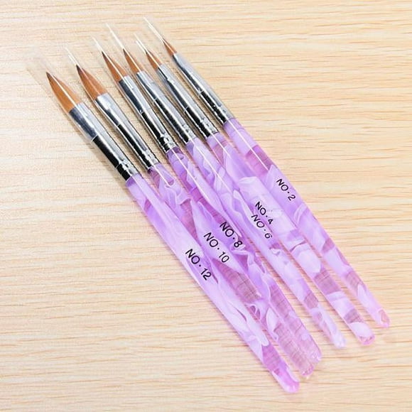 Set Of S Assorted Sizes Acrylic Nail Art Brush Manicure Equipment Beauty Supplies Cosmetic Tool Light Lavender