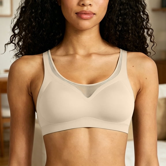 Bras for Women Large Size Wireless Bra Seamless Beautiful Back Fixed Cup Bralette Push Up Side Support Soft Knit Breathable Daily Casual Women Underwear