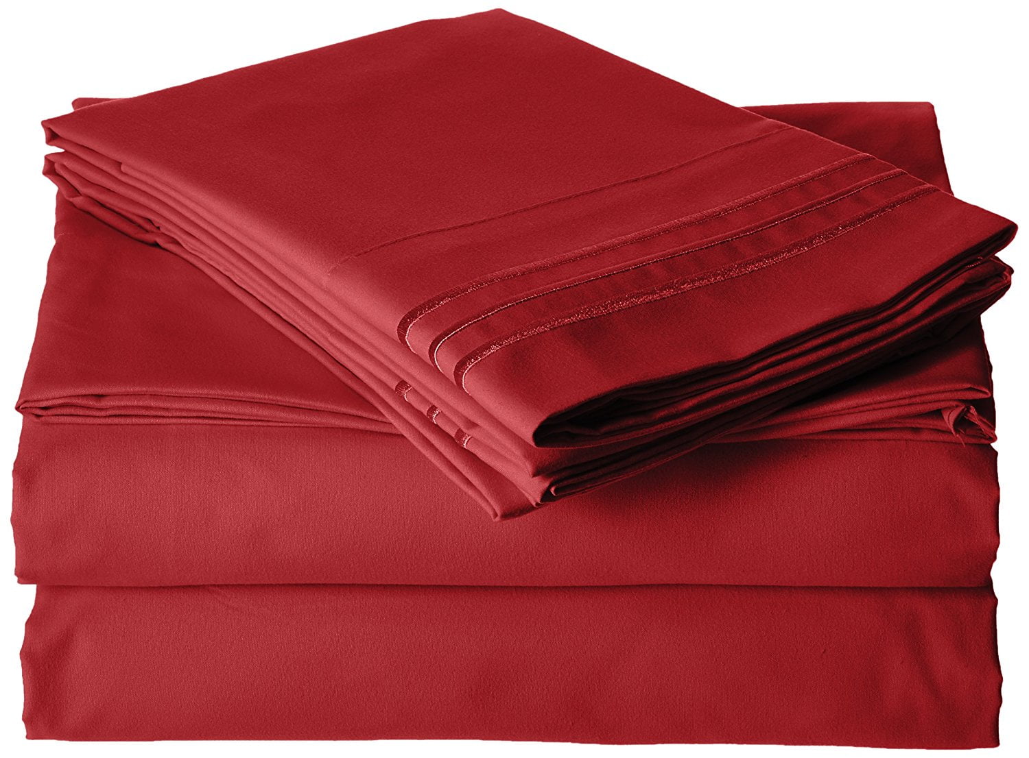 Elegant Comfort 3 Piece Bed Sheets Polyester Twin Red Solid 1500 Thread Count
