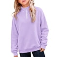 thumbnail image 6 of PLHWHYQ Girls' Zip Neck Hoodie for Little Girls – Cozy Kids' Casual Sweatshirt with Stand Up Collar Lightweight Winter Layer Purple 13-14 Years, 6 of 8