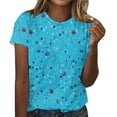 thumbnail image 1 of Camisetas de Mujer con Cuello Redondo Blusas de Manga Corta Imprimir Top, Camisetas de Mujer para Primavera Verano Casual, 1 of 4