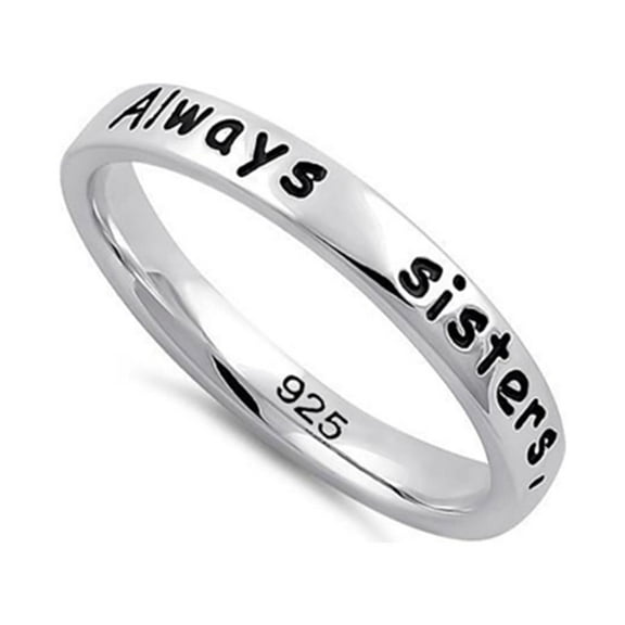 Mooneye 925 Sterling Silver Platinum Plated Always Sisters Valentines Day Gifts Ring