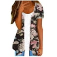 thumbnail image 1 of ICHUANYI Clearance Women's Summer Fashion Flower Print Short Sleeve Top T-shirt(Black, M) ICHUANYI WER2023080903435, 1 of 5