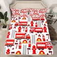 thumbnail image 2 of Homewish Equipped Truck Bed Sheets,Firefighter Car King Sheets,Red Fire Truck Sheet Set For Teens,Breathable Home Decor,4-Piece, 2 of 7