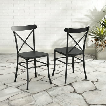HomeStock  Classic Comfort 2Pc Indoor/Outdoor Metal Dining Chair Set Matte Black - 2 Chairs