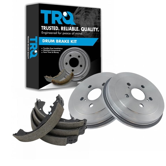 TRQ Rear Brake Drums & Shoes Left & Right Kit for 00-05 Toyota Celica 5 Lug
