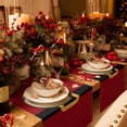 thumbnail image 4 of Christmas Santa Table Runner 70 Inches, Black Golden Belt Red Backdrop Bed Runner Dresser Scarves Tabletop for Indoor Outdoor Parties/Ceremony/Banquet, 13" x 70", 4 of 8