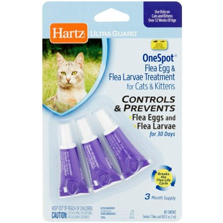 Hartz UltraGuard OneSpot Flea Egg and Larvae Treatment  Cats and Kittens  0.03 oz  Pack of 3