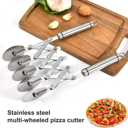 

5 Wheel Pastry Cutter Stainless Pizza Slicer Multi-Round Dough Cutter Roller Cookie Pastry Knife Divider with Handle