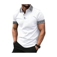 thumbnail image 2 of Men's Casual Polo Shirts Summer Short Sleeve Button Polo T Shirt Lightweight Collared Golf Shirt White 2XL, 2 of 4