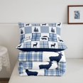 thumbnail image 5 of Manfei Woodland Bear Print Full Size Comforter Sets,Blue Check Pine Bedding Comforter Set,Navy Blue Reversible,3pcs,1 Comforter and 2 Pillowcases, 5 of 7