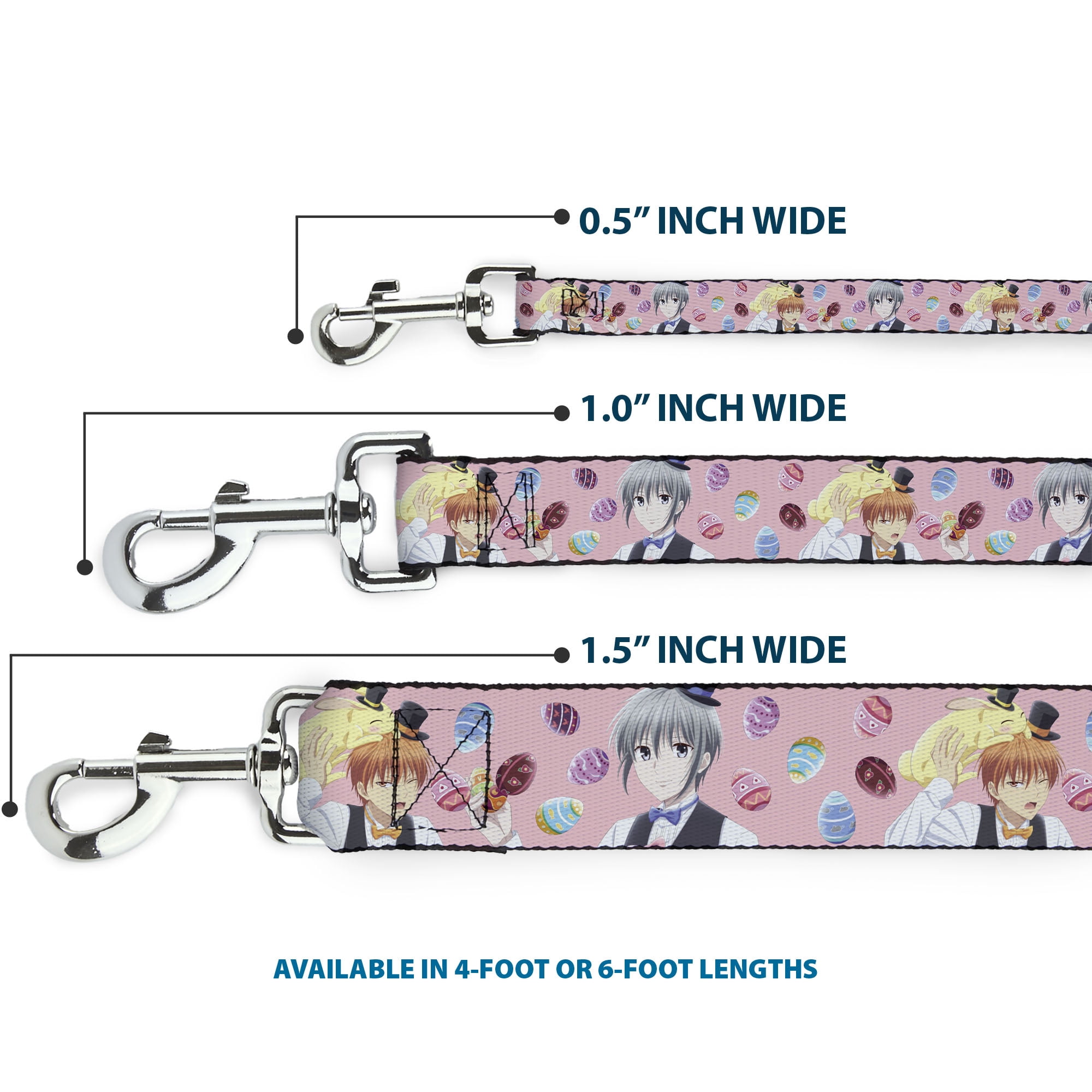 Crunchyroll Pet Leash, Dog Leash, Fruits Basket Kyo and Yuki Easter Themed Animage Pose Pink, 6 Feet Long 1.0 Inch Wide