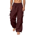 thumbnail image 3 of Men's Casual Cargo Pants Joggers Trousers Drawstring Elastic Waist Straight Leg Loose Fit Quick Dry Lightweight Breathable Versatile Function Pockets Daily Streetwear Athletic, 3 of 8