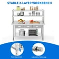 thumbnail image 4 of Dextrus 60" X 24" Stainless Steel Table with Overshelves and 3 Drawers, Work Table with 72" X 12" Shelf & 3 Drawers, Metal Table Prep Table, 4 of 6