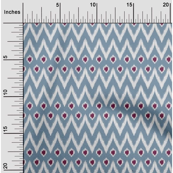 oneOone Cotton Silk Fabric Chevron Ikat Print Fabric By Yard 42 Inch Wide