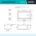 thumbnail image 4 of 32" x 22" Workstation Sink, Single Bowl Kitchen Sinks, Drop in Kitchen Sink, Granite Composite Kitchen Sink, Quartz Undermount Sink, Galaxy Concrete Kitchen Sink, Grid, Strainer, Flange LP-750TM-C, 4 of 7