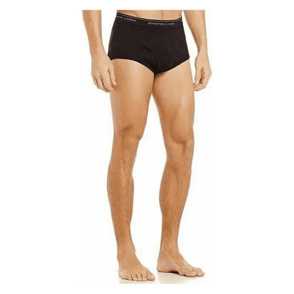 RoundTree and Yorke Men's Cotton Full-Cut Briefs, Black, 30