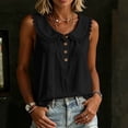 thumbnail image 5 of Women's Front Placket Top Baeitkot Women's Solid Color Casual Lace Up Front Placket Top Black XXL, 5 of 8