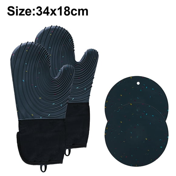 Silicone Oven Mitts Set of 2 Piece Oven Gloves for Kitchen Use, with Quilted Liner, Flexible Oven Mits, Soft Heat Steam and Water Resistant Mittens, Protect from Hot Surfaces Pot Holders