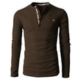 thumbnail image 2 of H2H Mens Casual Henley Long Sleeve Waffle Cotton T-Shirts BROWN US S/ASIA M (KMTTL062), 2 of 6