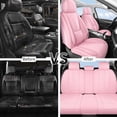 thumbnail image 7 of Car Seat Covers Full Set Fit for Honda Pilot 2003-2026, Faux Leather Waterproof Breathable Anti‑Slip Seat Protectors with Lumbar Support, Pink, 7 of 7