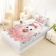 thumbnail image 4 of Manfei Halloween Bow Ghost Twin Sheets 3pcs, Cute Rose Flower Pumpkin Bedding, Peach White,1 Fitted Sheet, 1 Flat Sheet and 1 Pillowcase, 4 of 5