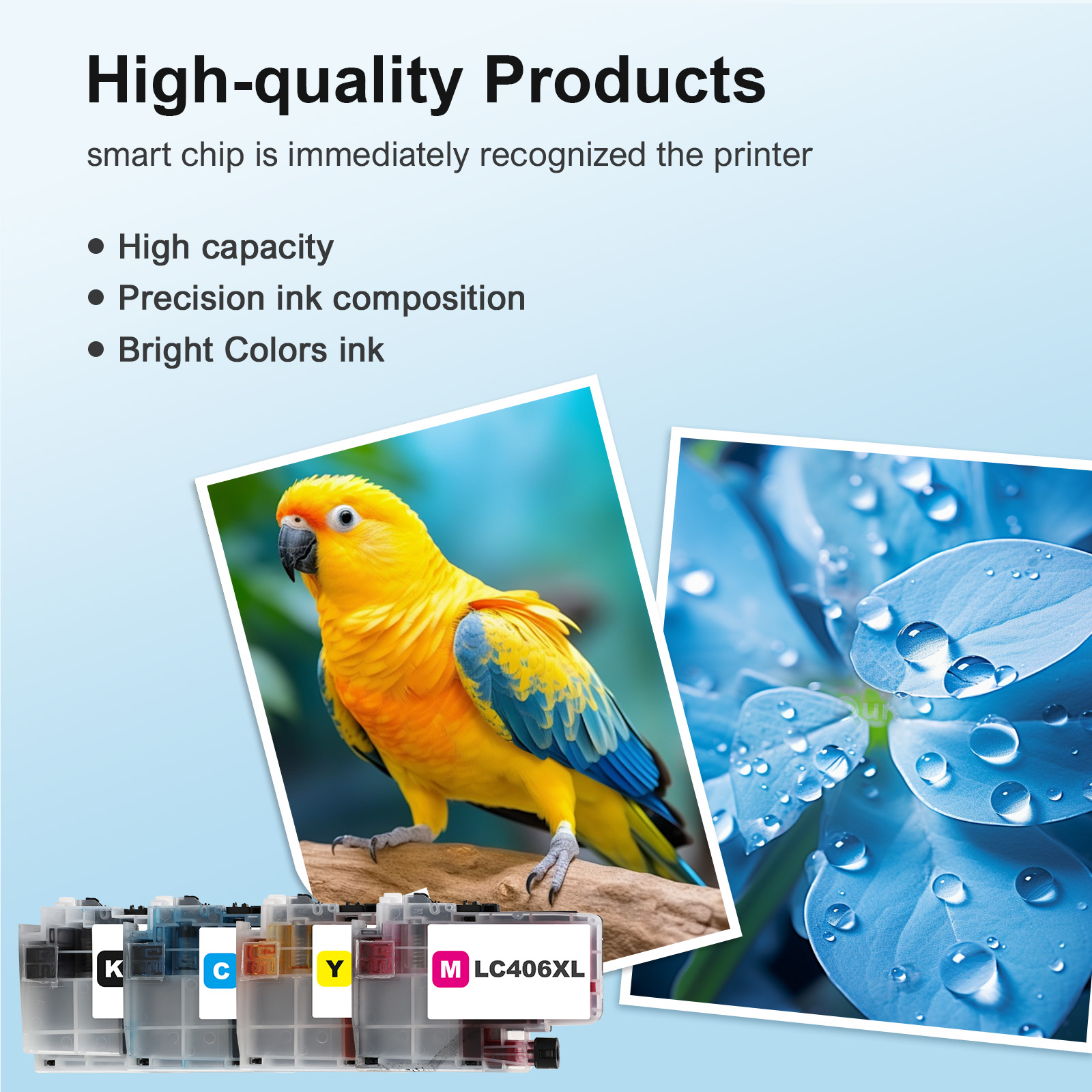 LC406XL LC406 Ink Cartridge Compatible for Brother MFC-J4335DW MFC-J5855DW Printer 406XL for MFC-J6555DW MFC-J4535DW MFC-J6955DW MFC-J4345DW MFC-J5955DW - 4 Pack Black Cyan Magenta Yellow