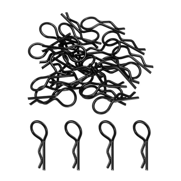 Uxcell 25pcs Body Clips Bent Springy Pins for 1/8 1/10 Scale Model RC Car Crawler Truck Shell Replacement(Black)