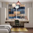 thumbnail image 5 of Navy Blue Brown Wood Kitchen Curtains 63 Inch Length, Farmhouse Vintage Wooden Grommet Top Bedroom Living Room Curtains, Light Filtering Cafe Curtain Drapes 2 Panels Set 84''x63'', 5 of 9