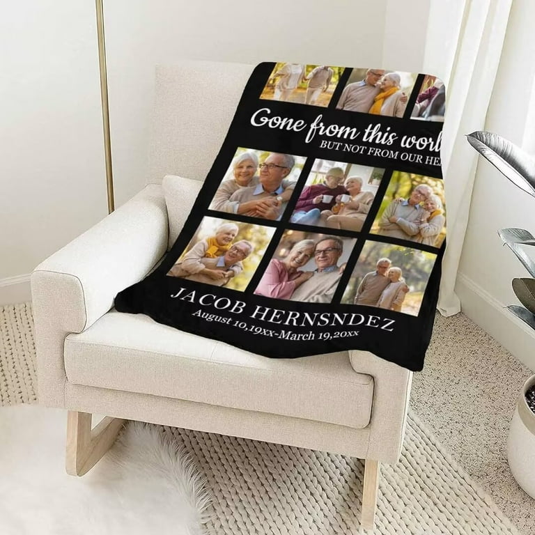 AISENIN Customized Memorial Photo Blanket Custom Memory Blanket with Picture for Loved One Lost Personalized Sympathy Throw Blanket for Loss of Mom