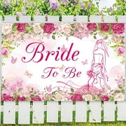 Just Married Mr & Mrs Engagement Decorations Backdrop，Bride to Be Floral Banner Backdrop Sign,Miss to Mis Banner for Couples Love Bridal Shower Ceremony Anniversary Engagement (Purple)