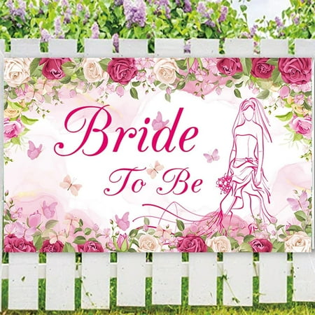 Just Married Mr & Mrs Engagement Decorations Backdrop，Bride to Be Floral Banner Backdrop Sign,Miss to Mis Banner for Couples Love Bridal Shower Ceremony Anniversary Engagement (Purple)