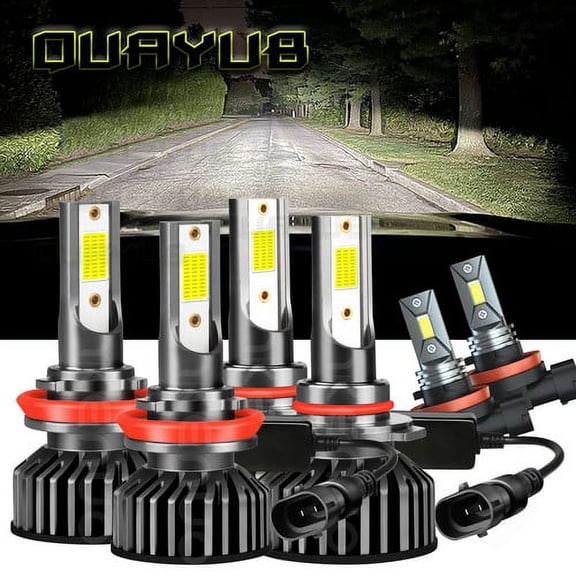 Quayub LED Headlight & Fog Light Bulbs Kit for Honda HR-V 2019-2021 - High/Low Beam Combo, 6000K Xenon White, 400% Brighter, Plug and Play, DOT Certified (6-Pack)