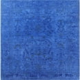 thumbnail image 1 of Ahgly Company Indoor Square Mid-Century Modern Neon Blue Oriental Area Rugs, 4' Square, 1 of 6